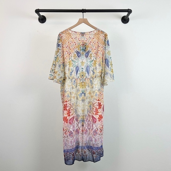 NWT City Chic Mirror Zambia Printed Shirred Knee Length Dress - Picture 7 of 8
